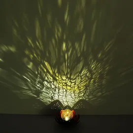 GLOBO Garten Außenlampen Solarleuchte dekorative LED Solarleuchte im Lotusblüten Design, Glaskugel goldfarben, LED, 22cm, Terrasse, 2er Set