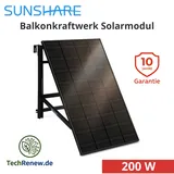 200W Balkonkraftwerk Set Sunshare RAY mit Geländer Halterung Full Black
