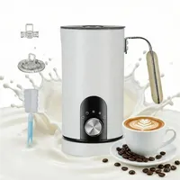 BBG Milchaufschäumer Elektrischer Milchaufschäumer mit Drehknopf, 5 Modi, Heiß & Kalt, 500 W, 350ml Milch erhitzen, 150ml Milchschaum, Leise 30dB weiß