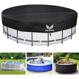 patwing Poolabdeckung Rund, 600D Oxford Hoher Dichte UV-Resistent Poolabdeckplane, Sommer & Winter Poolplane, Poolabdeckung Rund Mit Kordelzug Und BodennäGeln, für 390-460cm Pools