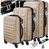 KESSER KESSER® 3tlg. Hartschalenkofferset Hartschalenkoffer Reisekoffer Set Reisekofferset Trolley Koffer Inkl. Kofferwaage + Gepäckanhänger Rollkoffer Schloss 4 Rollen ABS-Hartschale Teleskopgriff M-L-XL