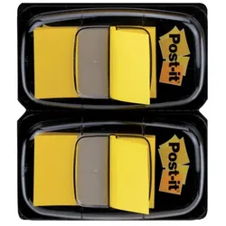 3M Post-it Index 680-YW2, 25,4 mm x 43,2 mm, gelb, 2 x 50 Haftstreifen im Spender