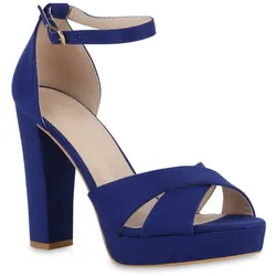 Damen High Heels in Blau Velours