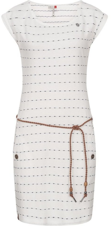 Ragwear Sommerkleid Tag Stripes Intl. leichtes Jersey Kleid mit Streifen-Muster weiß L (40)