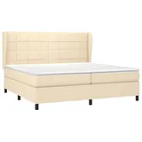 vidaXL Boxspringbett mit Matratze Creme 200x200 cm Stoff