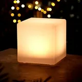 Spetebo LED Solar Kunststoff Würfelleuchte warm weiß - 30 cm - Garten Deko Beleuchtung mit Milchglas Optik - Solarlampe Gartenleuchte Solarleuchte für Terrasse Balkon Außen wasserfest