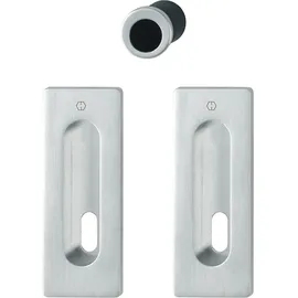 HOPPE Schiebetürmuschel Set M464 - eckig BB, Messing verchromt matt - PVD | Muschelgriffe