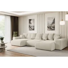 altdecor Ecksofa mit Schlaffunktion und Bettkasten Corner Sofa Eckcouch Couch U-Form universal, links/rechts angeordnet Schlafcouch Ausziehbar Wohn... - Beige/Braun
