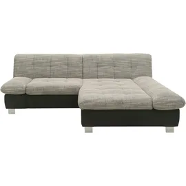 DOMO collection Ecksofa 100031 234x157 cm, kompakt, komfortabel & bequem, L-Form, whlw. mit Bettfunktion und Armteilverstellung grau|schwarz