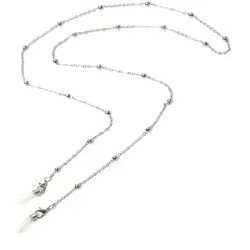 Brillenkette FIRETTI "mit Kugelelementen, rhodiniert", silber (metallfarben, transparent), Tragebänder, DamenL:78cm, Metall, Gummi, L:78cm