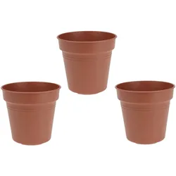 PROGARDEN 3 Blumentöpfe Pflanzenkübel 13x14cm Plastik Braun Blumentopf Blumenkübel Pflanzkübel Deko Garten Pflanzgefäß Plant Pot