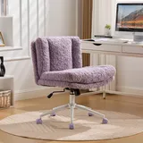 Bürostuhl 67 Cm Lila Aus Kunstfell Mit Drehfunktion Und Höhenverstellung