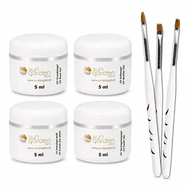sun garden nail Sun Garden Nails UV Classic Set – 4×5 ml Nagelset für Aufbau,Grundier,French & Versiegelung – Profi UV-System für Nageldesign – für UV/LED Lampe – geeignet für Studio & Zuhause