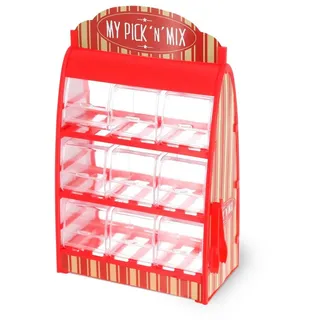 Spetebo Vorratsglas Süßigkeitenspender mit 9 Fächern - 30 x 18 cm, Kunststoff / Pappe, (Stück, 1-tlg., Candy Bar), Candy Bar im Retro Design bunt