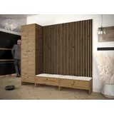 MIRJAN24 Garderoben-Set Balma VI, (Komplett-Set, Kleiderschrank, 2x Unterschrank, 4x Paneel 42x42), Griffe aus Metall beige