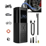 SERVOMASTER Elektrische Luftpumpe-Akku Luftpumpe 150 PSI, Akku Kompressor mit LED-Leuchten und Digitalanzeige, Elektrische Fahrradpumpe für Fahrrad, E-Bike, Auto, Motorrad, Bälle