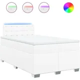 vidaXL Boxspringbett mit Matratze Weiß 120x200 cm Kunstleder