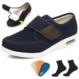 Diabetiker Schuhe Herren damen Extra Weit Klettverschluss Senioren Schuhe Für Geschwollene Füße Breite Füße Orthopädische Schuhe Herren Gesundheitsschuhe Diabetiker Hausschuhe,Blue 1,48EU - 48 EU