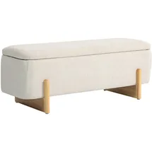 Homcom Sitzbank mit Stauraum, Polsterbank mit Leinenoptik, Holzbeine, Bettbank mit Sicherheitsscharniere für Wohnzimmer, Schlafzimmer, Flur, 111 x 44 x 44,5 cm, Creme