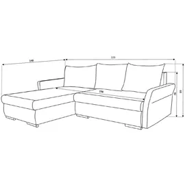 ti'me Ecksofa, Grau, Textil, 3-Sitzer, Füllung: Schaumstoff, Ottomane rechts, seitenverkehrt montierbar, L-Form, 223x148 cm, Rücken echt, Wohnzimmer, Sofas - Couches, Wohnlandschaften, Ecksofas