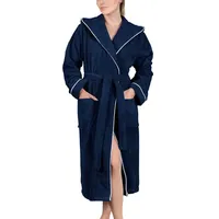 Laynenburg Damenbademantel Bademantel Damen Frottee Kapuze Lang Baumwolle, XXL blau, Baumwolle, Gürtel, Frottee Kapuze Lang Baumwolle S-3XL blau XXL | 122 cm