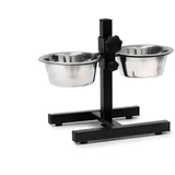 Relaxdays Futterstation Hunde/Katzen silber 36,0 x 21,5 x 27,0 cm, 1 St.