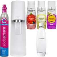 NEU Sodastream Terra Wassersprudler Weiß 1L Flasche 3 Sirupe Kartusche Set