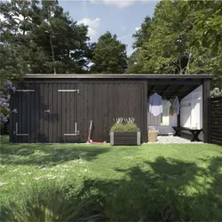 PLUS Nordic Multi Gartenhaus 14 m2 - 3 Module Doppeltür & offene / geschlossene Fassade