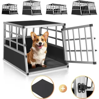 CADOCA Tiertransportbox M 70 x 54 x 51 cm Grau/Schwarz