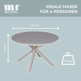 bene living Tisch Malaga Ø 120 x 76 cm Weiß/Grau