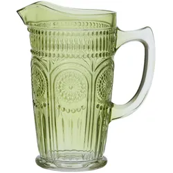 MARELIDA Krug Vintage Boho Blumenmuster Karaffe Tee Saft Kanne Glas 1,4l grün