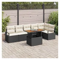 vidaXL Garten-Loungesofa-Set 7-tlg. schwarz/creme