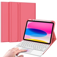 Fintie Tastatur Hülle für iPad 10. Generation 2022, iPad 10 Generation Hülle mit magnetisch Abnehmbarer Deutscher Tastatur und Touchpad Keyboard mit QWERTZ Layout, Pink