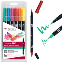 Tombow ABT-6P-3 Fasermaler Dual Brush Pen mit zwei Spitzen 6er-Set dermatologisch getestet, 1 Stück