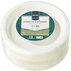 METRO Professional Teller, Bagasse, kompostierbar, rund, 18 cm, 50 Stück