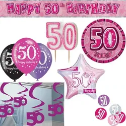 50. Geburtstag Partyset `Pink Schimmer` Einweggeschirr