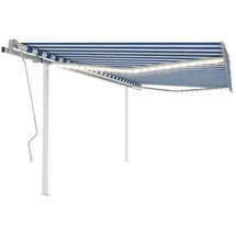 vidaXL Markise Manuell Einziehbar mit LED 4x3,5 m Blau und Weiß