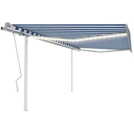 vidaXL Markise Manuell Einziehbar mit LED 4x3,5 m Blau und Weiß
