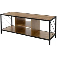 ML-Design TV-Schrank, Fernsehtisch in Braun, Eiche-Rustikal, Holz, schwarzes Metallgestell,