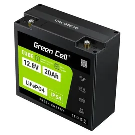 Green Cell CUBE LiFePO4 Spezial-Akku LiFePo-Block Schraubkontakt Li-Ion 12.8V 20Ah 256Wh IP54 Schwarz Grün