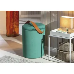Hocker INOSIGN "Papua", grün, B:35cm H:45cm T:35cm, Samtvelours, 100% Polyester, Hocker