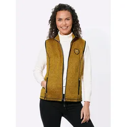 Fleeceweste CASUAL LOOKS, Damen, Gr. 48, gelb (ocker, schwarz, gemustert), 100% Polyester, Paspelierung:100% Polyester, gemustert, mehrfarbig, meliert, Westen
