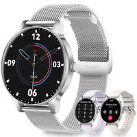 Smartwatch Damen mit Telefonfunktion, 1.27" HD Fitnessuhr Damen mit Herzfrequenz SpO2 Schlafmonitor Schrittzähler, IP68 Wasserdicht Fitness Tracker, 120+ Sportmodi Sportuhr für iOS Android (Silber)