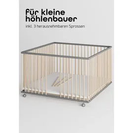 Sämann – make a difference. Laufgitter, Grau, Natur, Holz, Echtholz,Buche, 120x74x120 cm, Babymöbel, Laufstall Baby