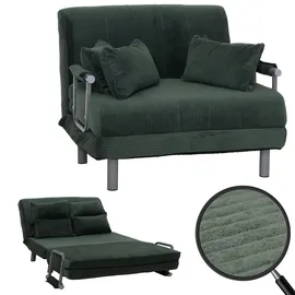 Mendler Schlafsessel HWC-K29, Klappsessel Schlafsofa Gästebett, Liegefläche 190x100cm, Stoff Cord (330g/m2) ~ grün