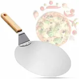 Tigrezy - Werbe-Pizzaschieber mit Holzgriff aus Edelstahl, Pizzastein, Pizzaschieber, Brotschieber, Kuchenkruste, Pizzaschieber