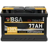 Batterie BSA Autobatterie 12V 77Ah 750A/EN ersetzt 68AH 70AH 72AH 74AH 75AH 80AH