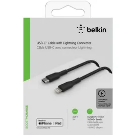 Belkin Lightning/USB-C Kabel ummantelt mfi zertifiziert 1m Schwarz
