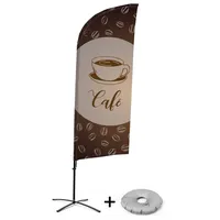 Showdown Displays Beachflag Alu Wind Komplett-Set Kaffee Französisch Kreuzständer