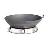 Paella World Original chinesischer Wok mit Holzgriff, Ø 35 cm und Edelstahl-Wokring